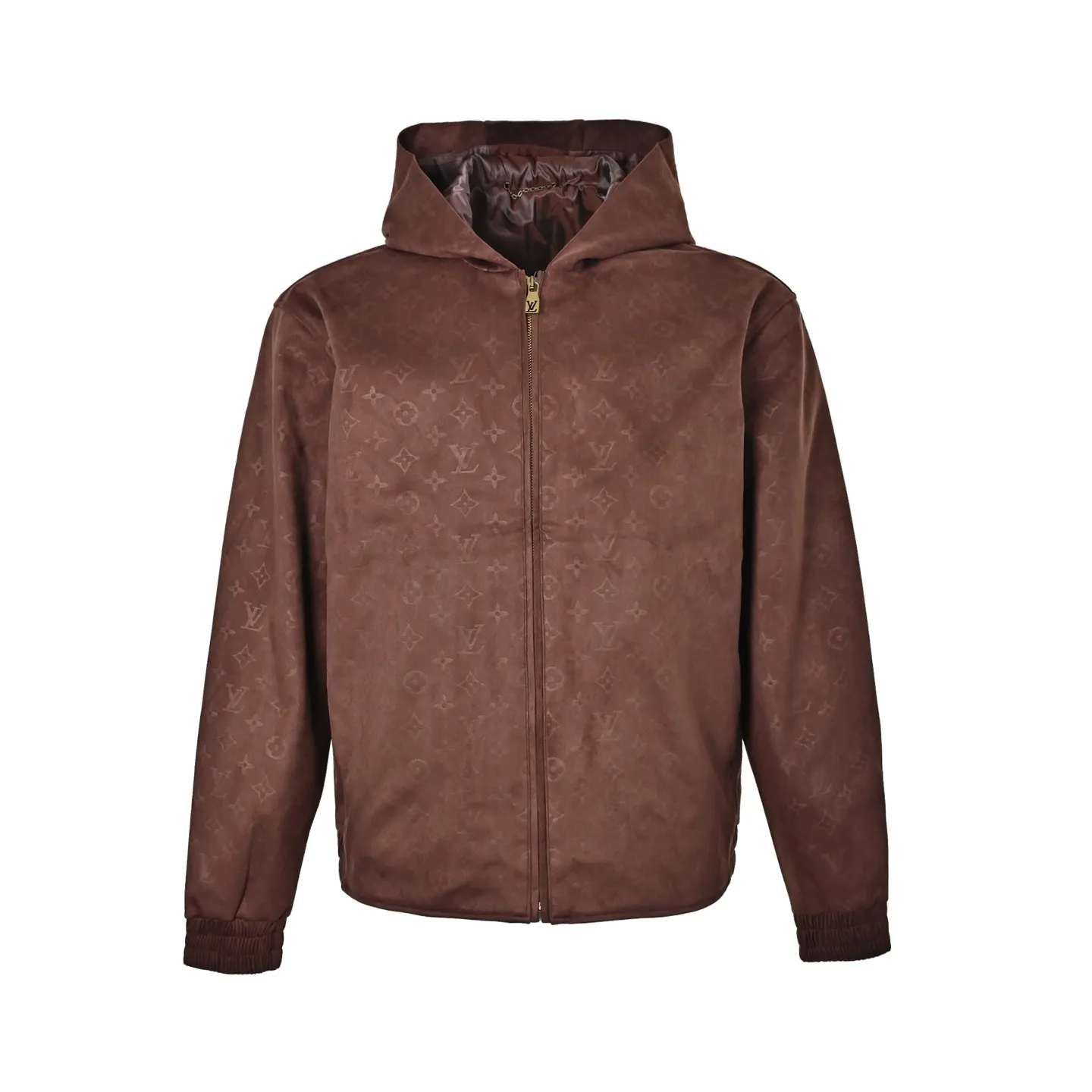 Louis Vuitton/embossed suede leather hooded jacket